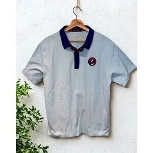 Grateful Dead x Section 119 Polo Shirt Mens XL Light Blue Stealie Pique EUC